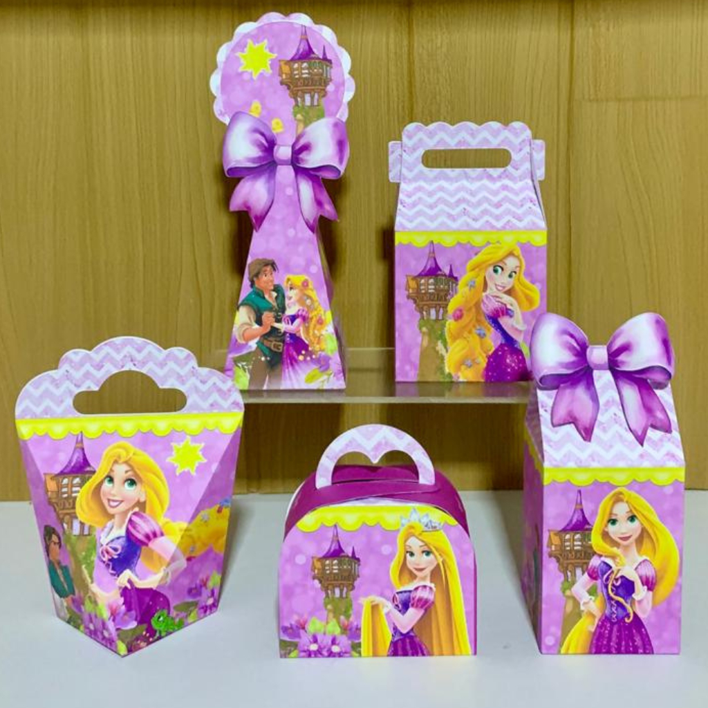 Personalizados Rapunzel Enrolados (PEGUE E MONTE)-festa infantil - kit festa - aniversário - lembrancinha - caixinhas