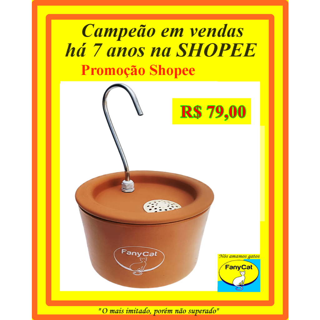 Bebedouro  Fonte Gato 3 litros Cerâmica O Original