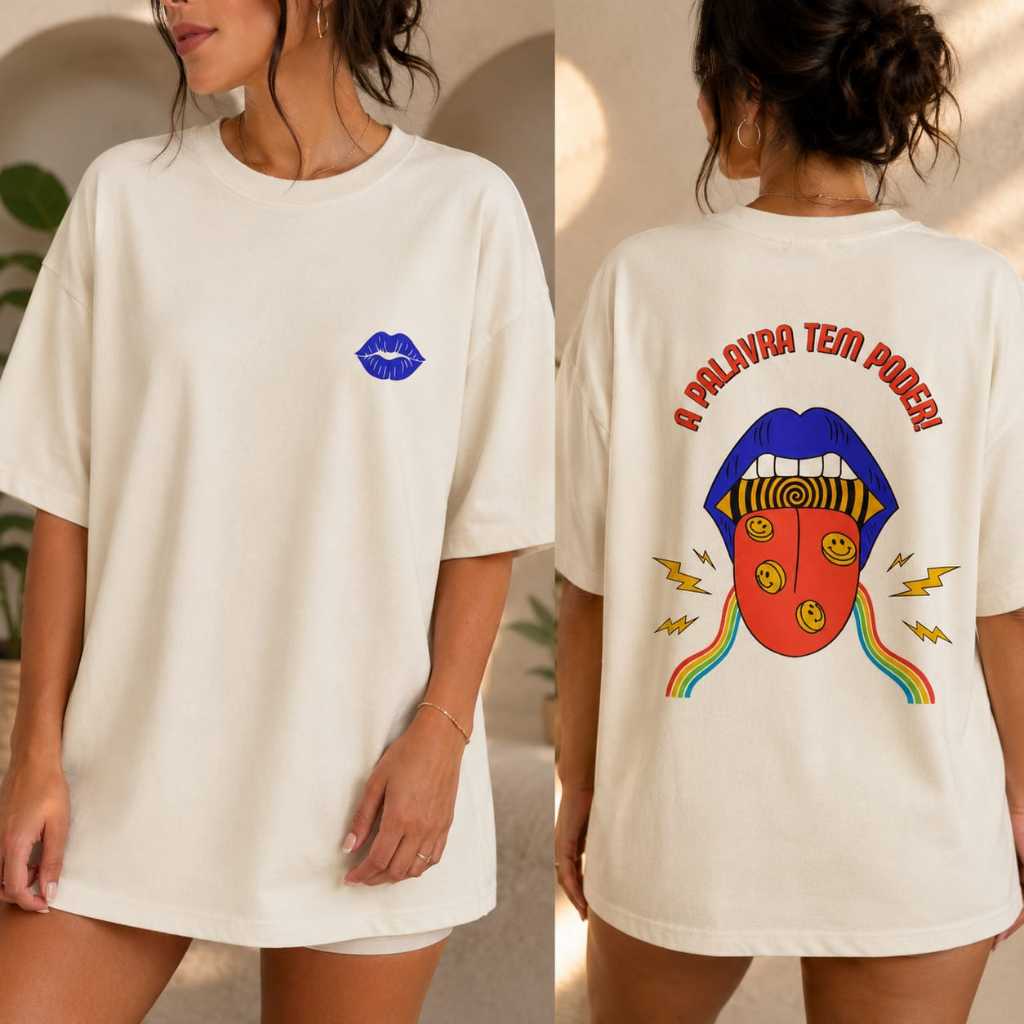 Camiseta Feminina Oversized Treino Academia Estampada 100% Algodão Confortável