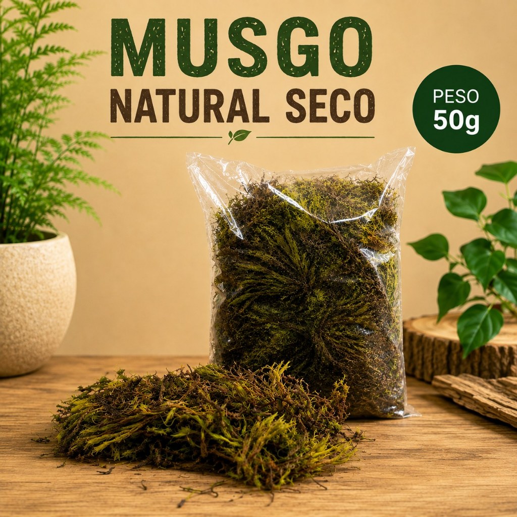 Musgo Natural Seco para Decoração, Terrários e Artesanato 50g – Ideal para Plantas e Arranjos