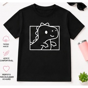 Camiseta Tshirt Menino e Menina Infantil Dino Algodão Premium Crianças Adolescentes Gola Redonda Manga Curta Dinossauro