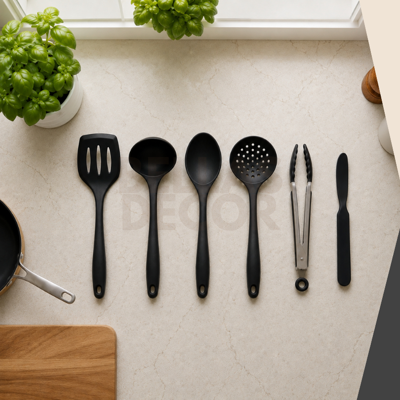 Kit de Utensílios Cozinha Silicone Premium Resistente Ao Calor Espátula Concha Colher Livre De BPA
