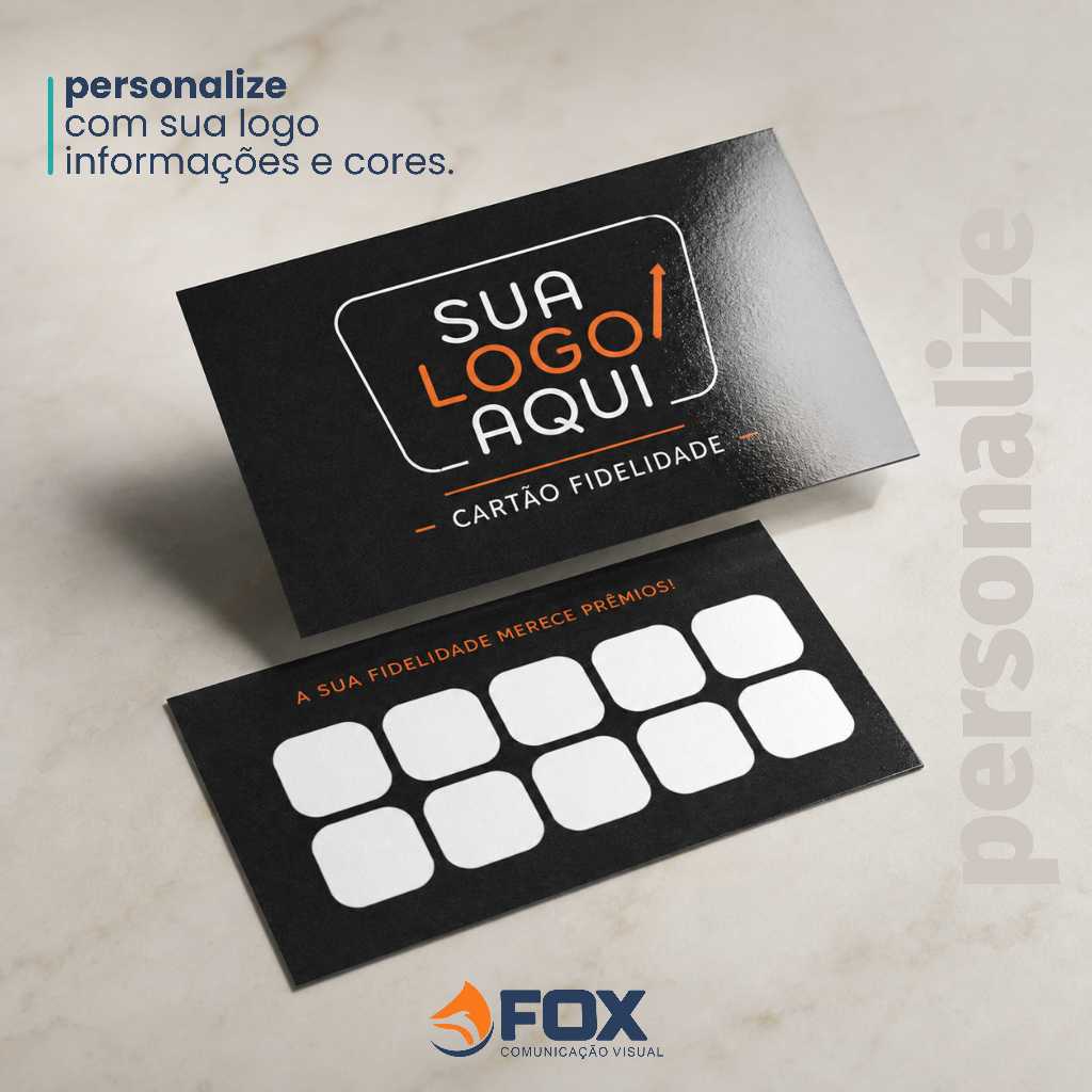 Cartão Fidelidade ou de Visitas Personalizado - 50/100/500/1000 unidades - ARTE GRÁTIS
