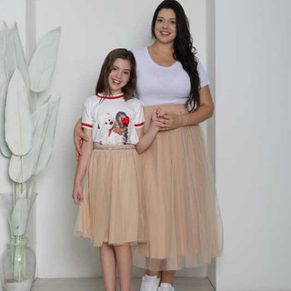 Saia Tule Infantil Liso Gode Femenina Moda Evangelica