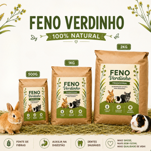 Feno Verdinho Alimento Saudável Para Coelhos Hamster Porquinhos da Índia Chinchila Pequenos Pets