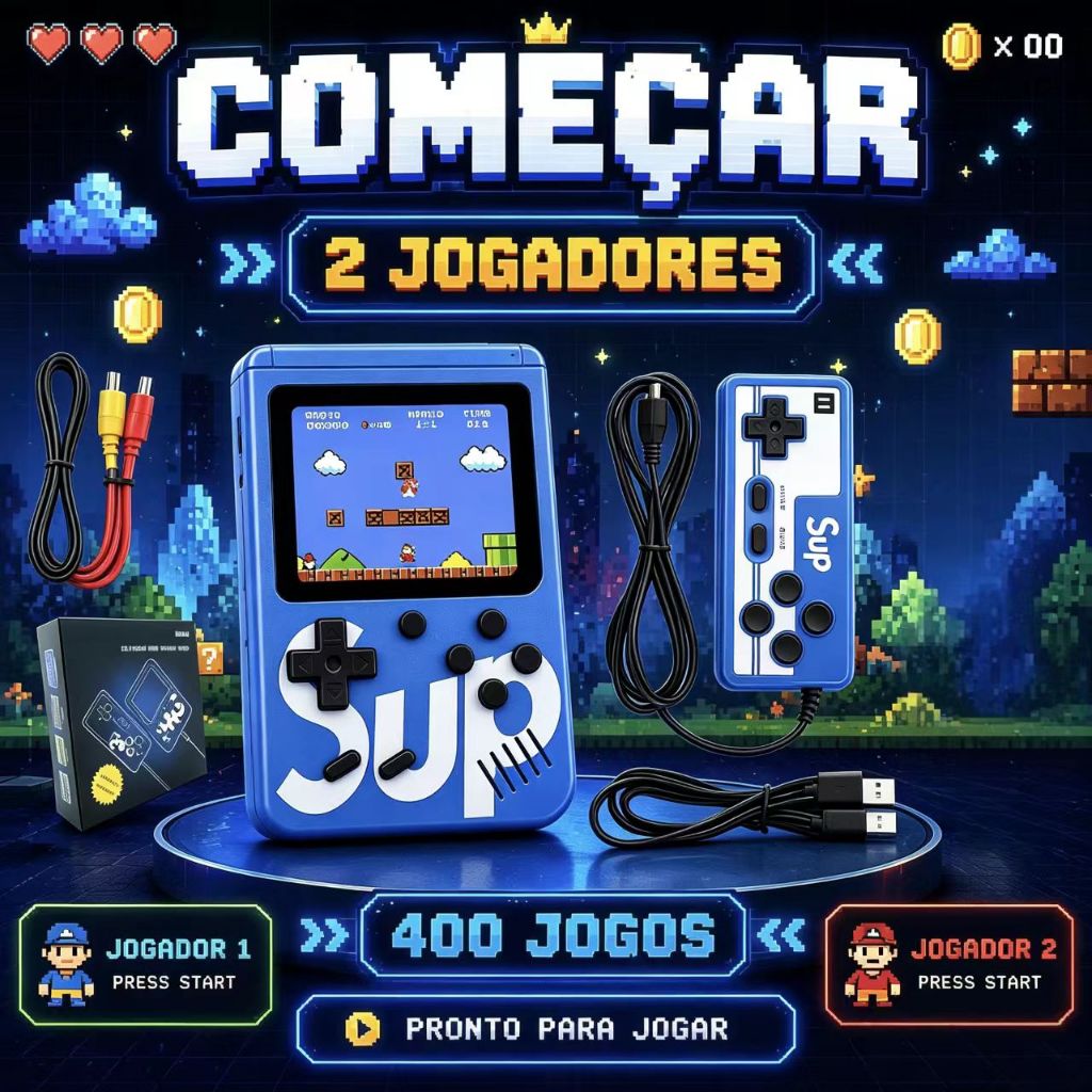 Mini Game Retrô Portatil Nintendo 400 Jogos Antigos Anos 80