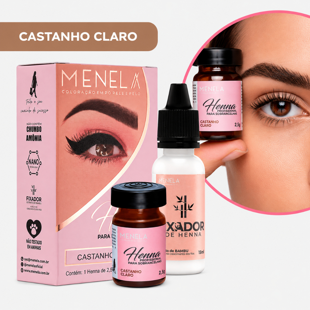 Henna Sobrancelhas Nanotecnologia Menela Castanho Claro