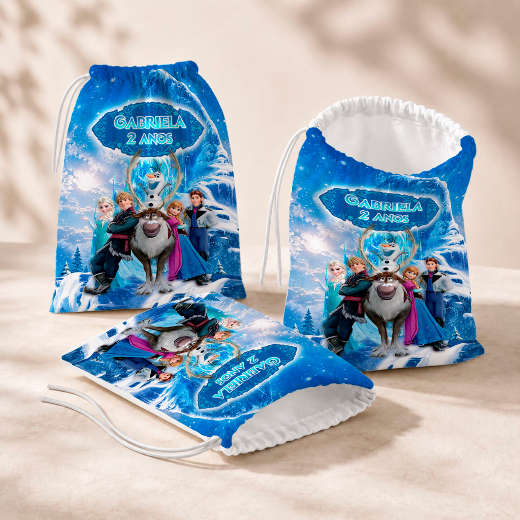 20 Sacolinhas Personalizada Festa Infantil 18x26 Aniversário Lembrancinha Frozen M3