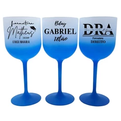Kit 30 Taças De Vinho Degrade Acrílico Personalizado 400ml TOP