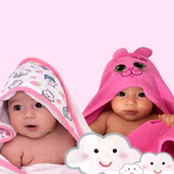 Kit com 2 toalhas de banho de bebê com capuz e orelhinha