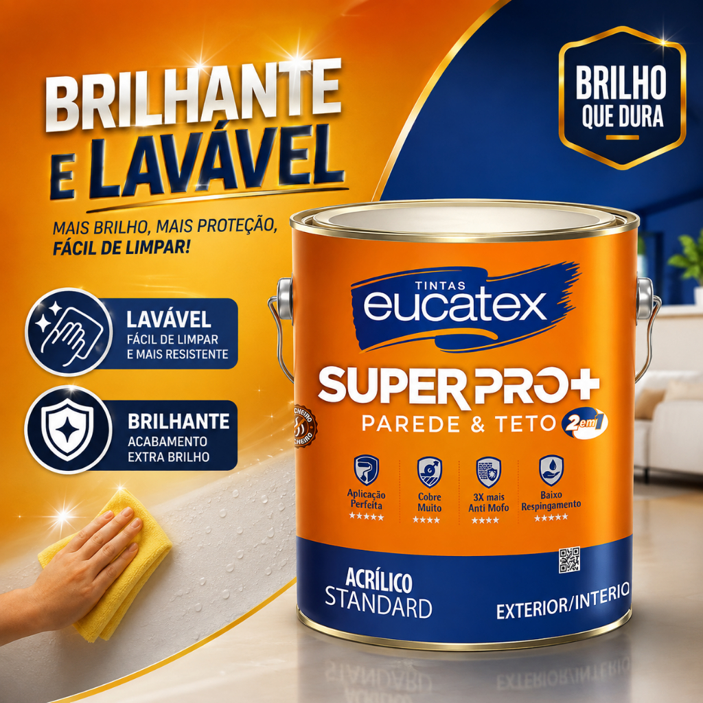 Tinta Lavável Semi Brilho Eucatex Super Pro 3,6L Várias Cores