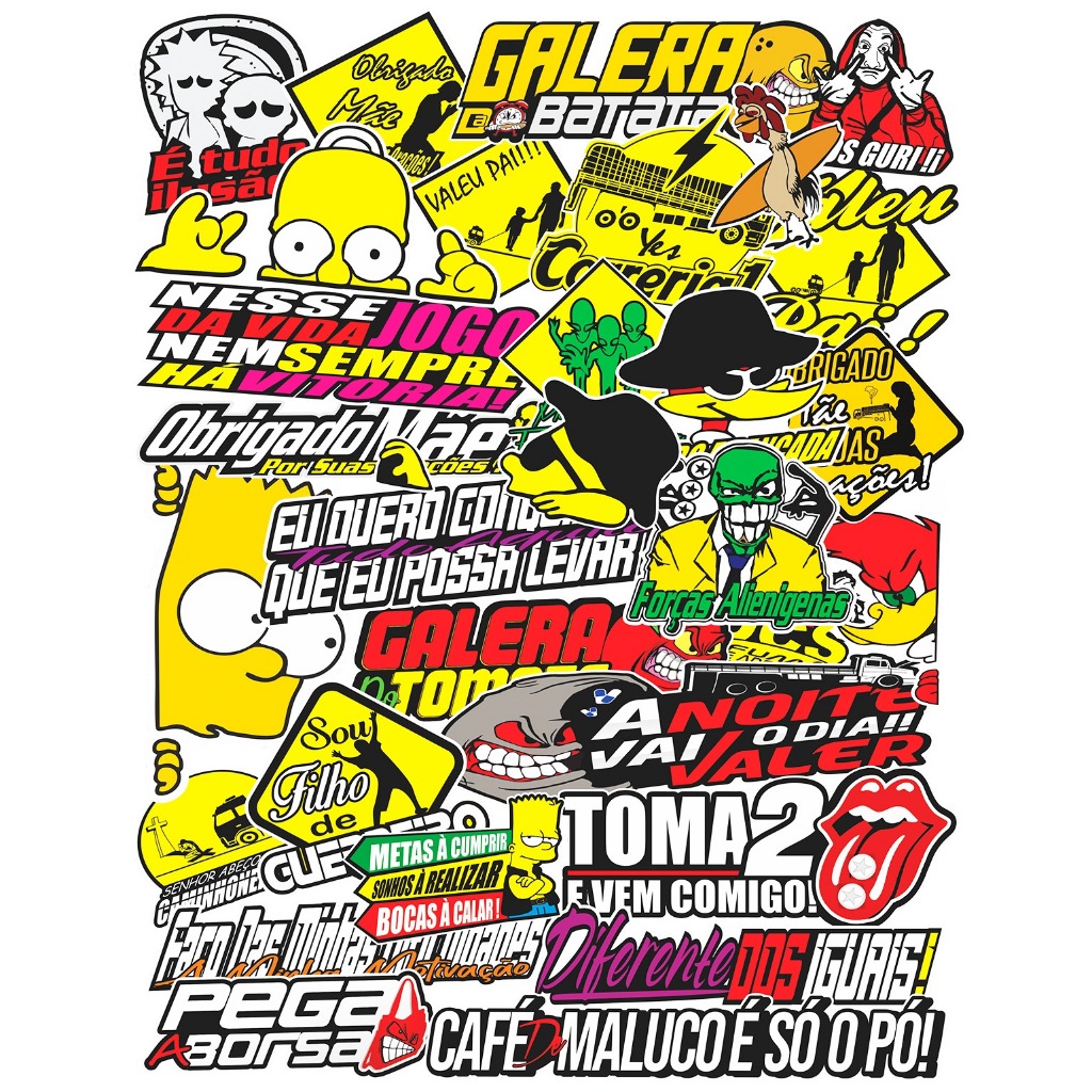 Kit 6 Cartelas De Adesivos Carro Moto Caminhão Bike 02