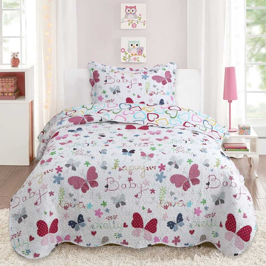 Cobre Leito Infantil Solteiro 2 Peças Microfibra Dupla Face Estampado Menino e Menina