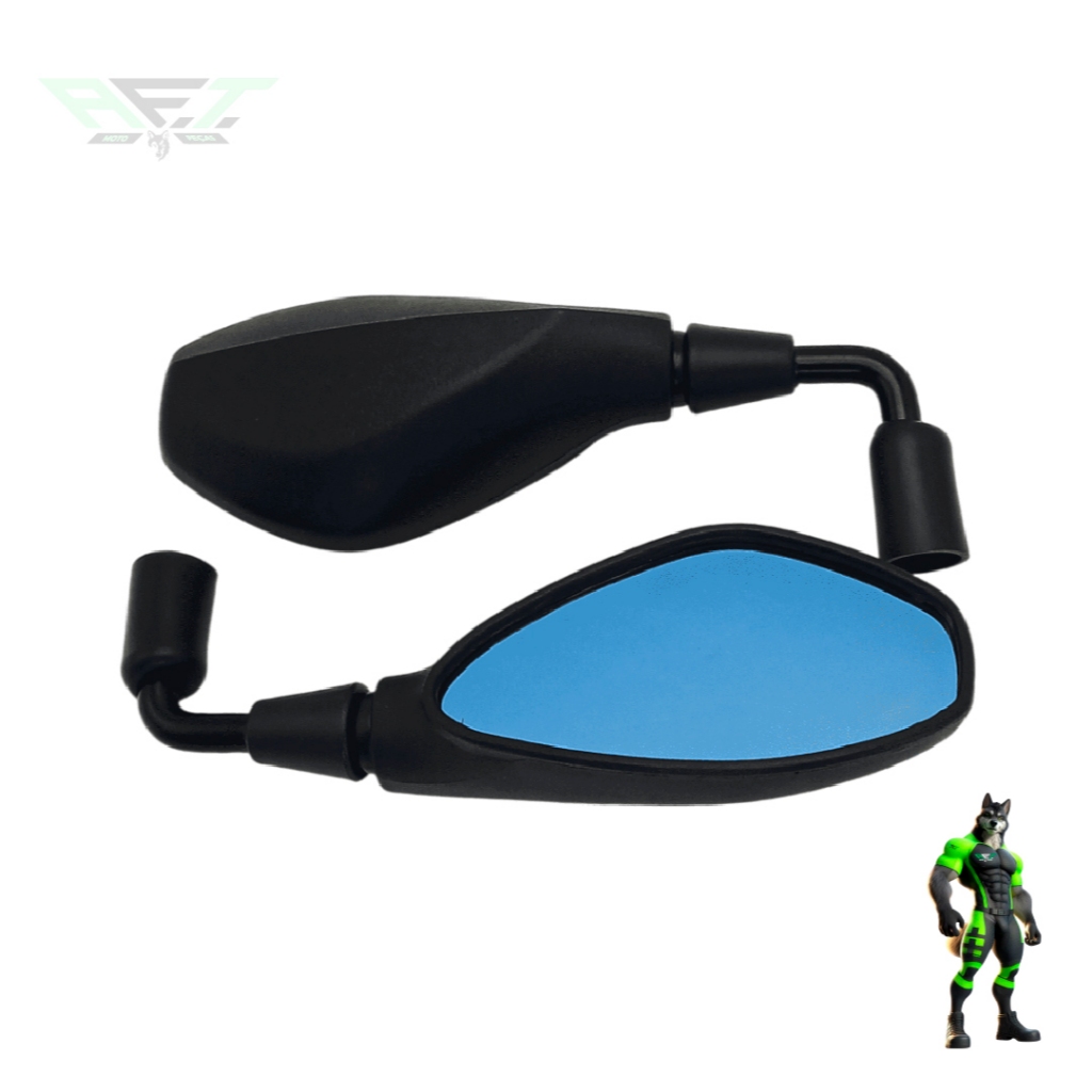 Retrovisor Bmw F800 Haste Curta Rebaixada 90° Convexa Honda Lente Azul