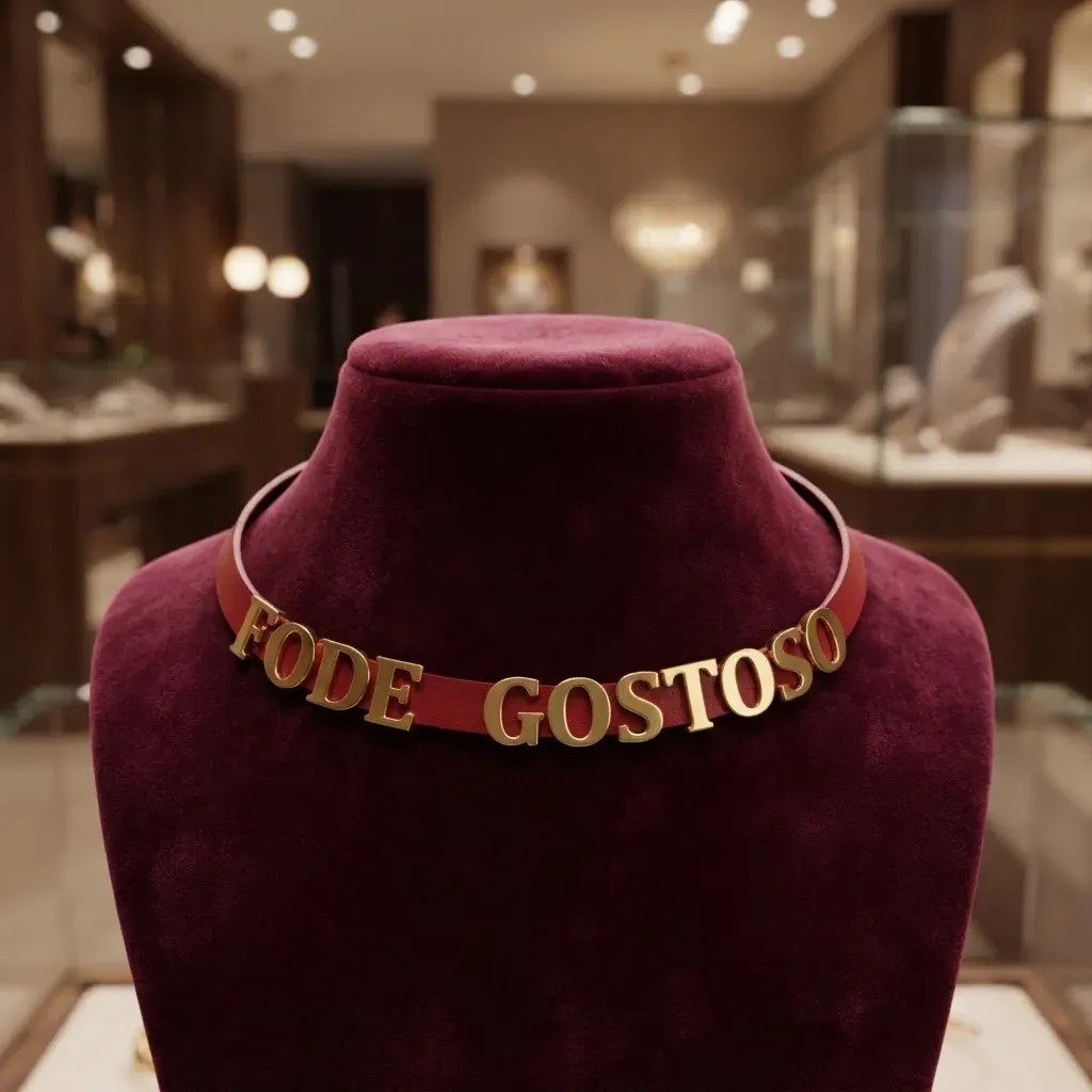 GARGANTILHA CHOKER PERSONALIZAVEL COM LETRAS DOURADAS