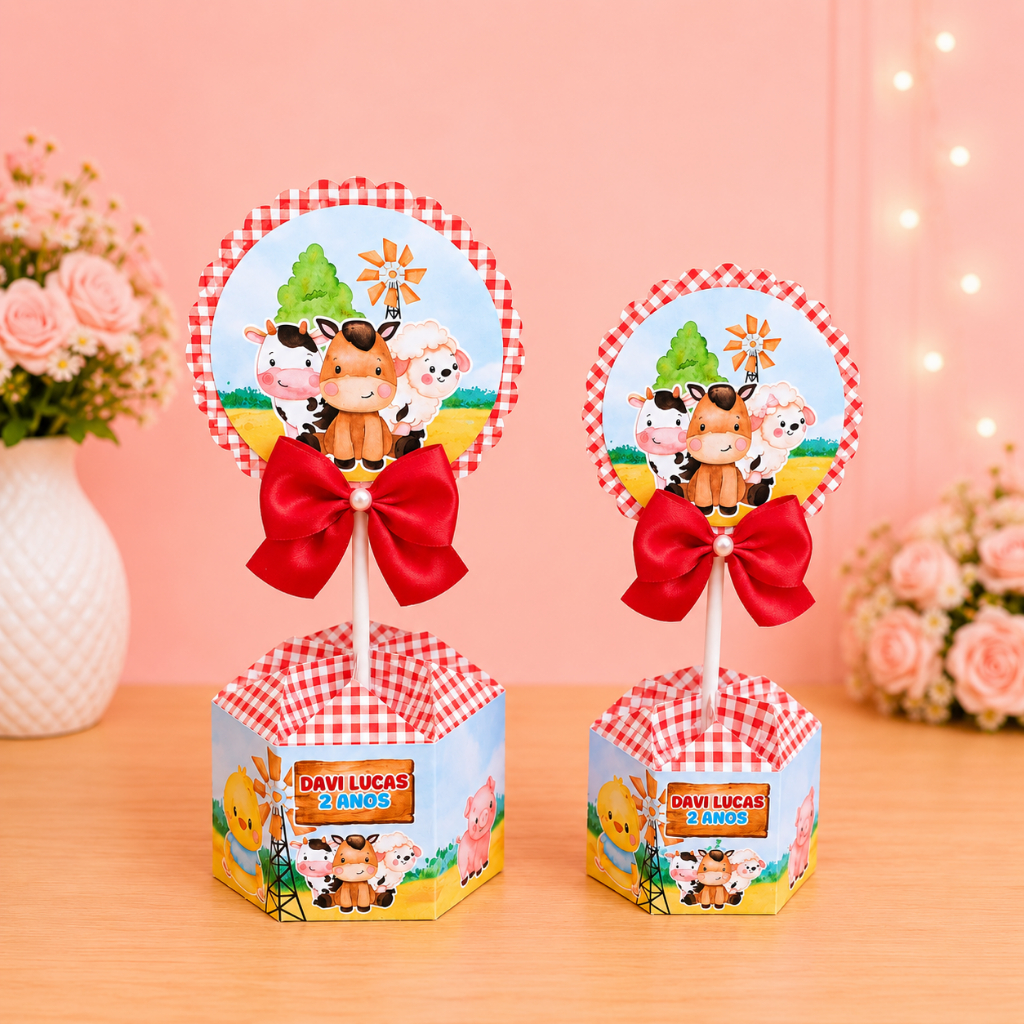 Centro de Mesa tema Fazendinha Menino- kit festa - lembrancinha - caixinhas personalizadas - festa infantil