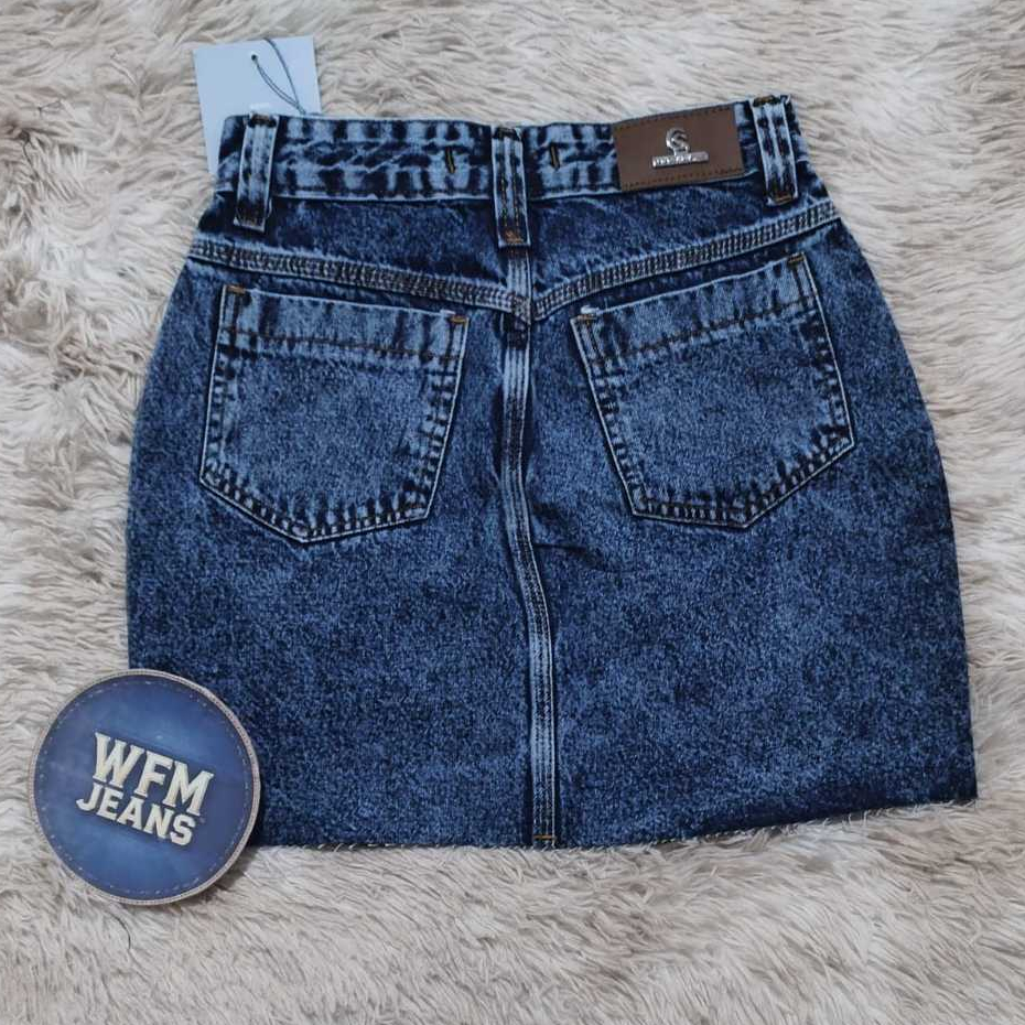 Mini Saia Jeans Com Brilho Strass Xadrez — imagem 2 de 2