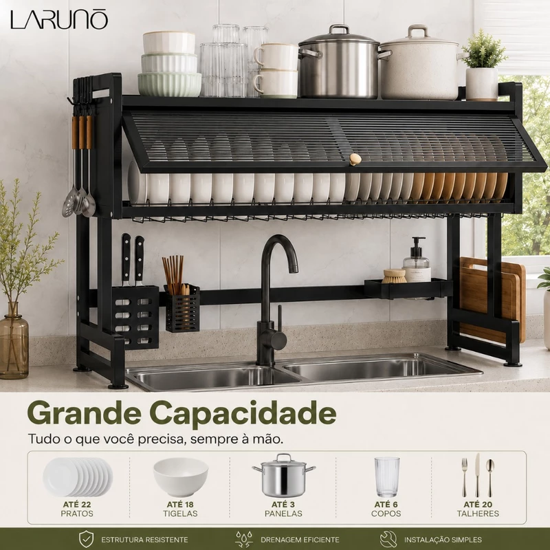 Escorredor de Louças Suspenso sobre Pia Kitchen Rack Inox — foto 4