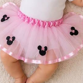 Saia de Tule Rosa Minie Bebê 15cm Saia Tutu Infantil 0 a 1 Ano Modelo Variado Roupa Festa Menina — imagem 2 de 2
