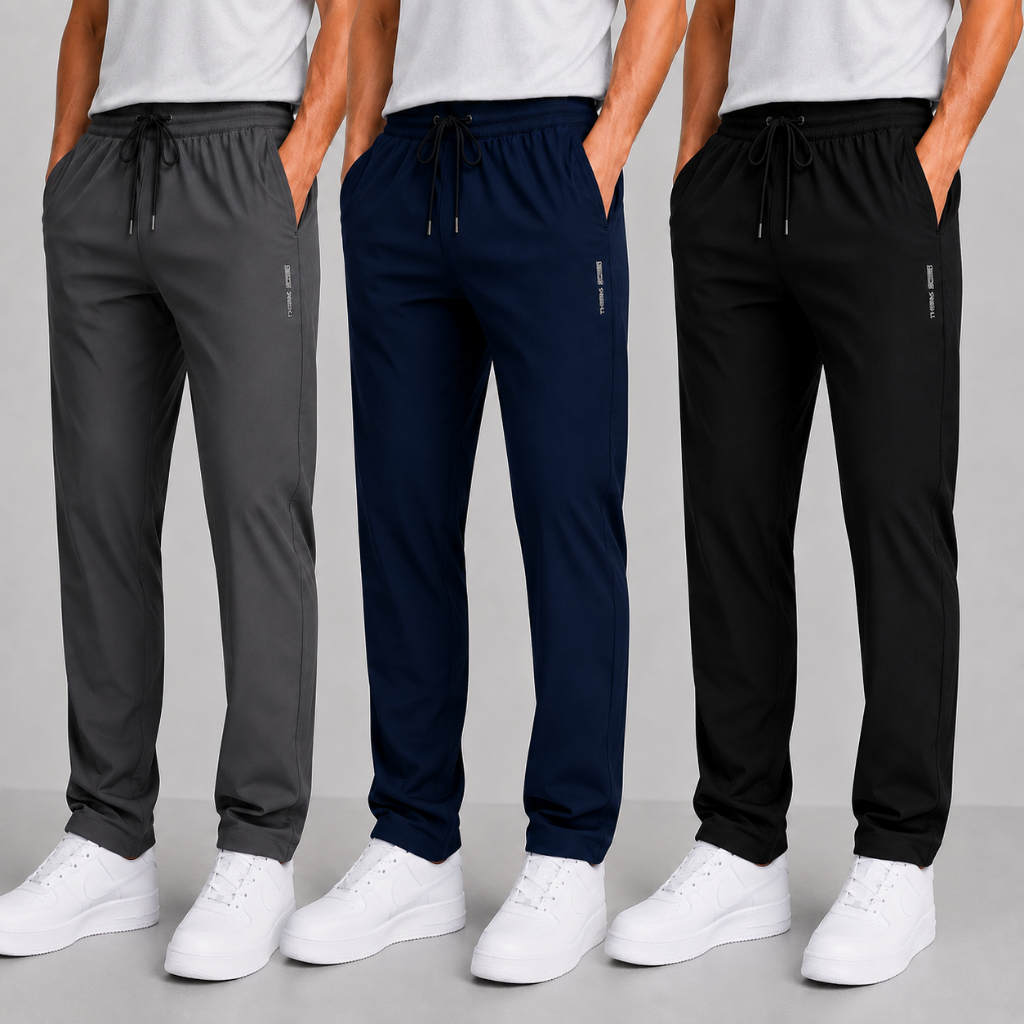 Kit 3 Calças Tactel Masculina Com Bolso Elastano Leve Confortável Academia Caminhada