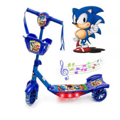 Patinete Sonic Infantil C/ Cesto e Luzes