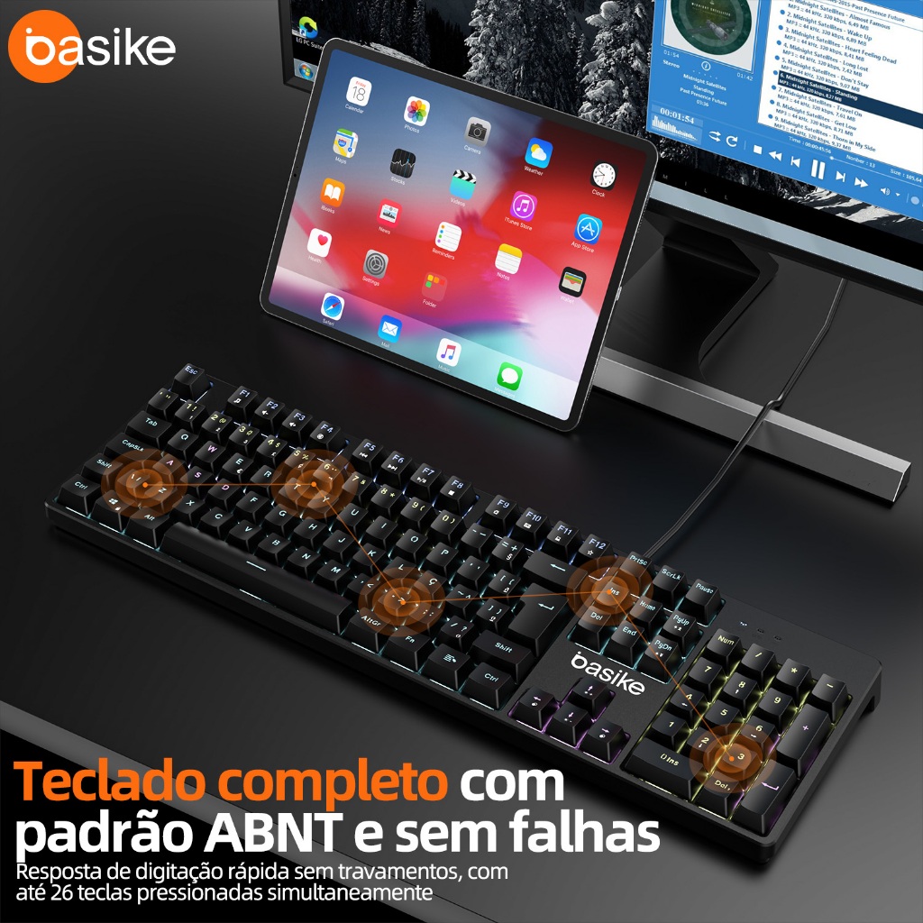 Kivee X Basike Teclado Mecânico Switch Vermelho Estrutura em Alumínio Software programável KEY313 · foto 2