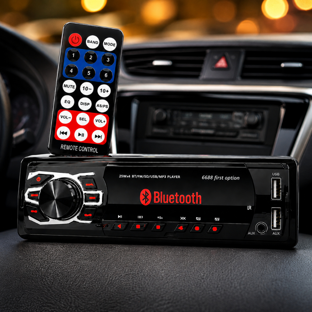 Som Automotivo Rádio Carro Pendrive 2 USB Bluetooth Cartão SD RCA Aceita Control
