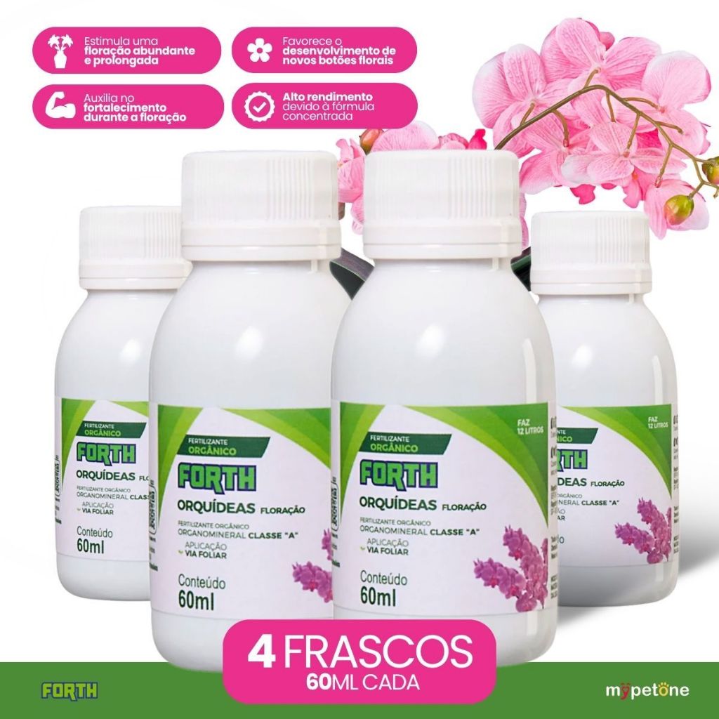 Kit 4 Fertilizante Forth para Orquídeas Floração Concentrado - 60 mL