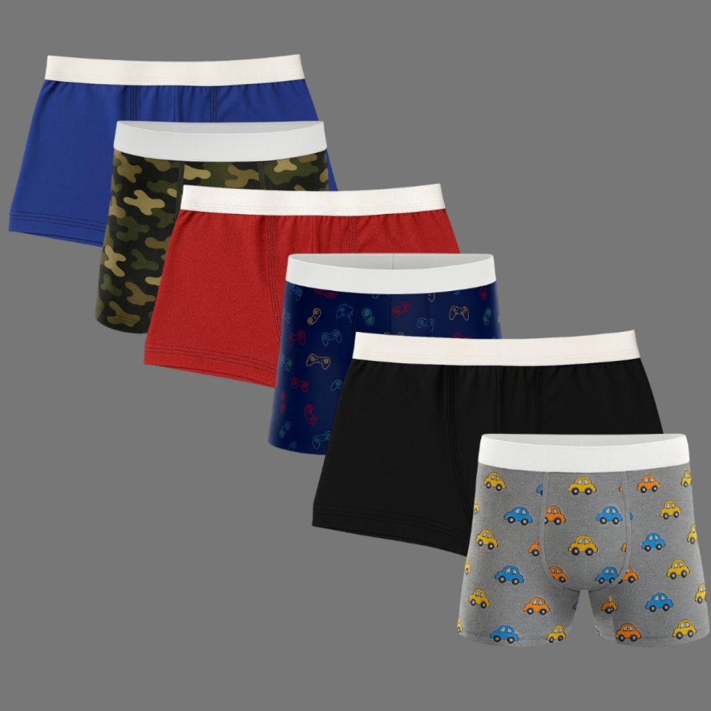 Kit 5 Cuecas Box Boxer Infantil Menino Criança Microfibra Estampada