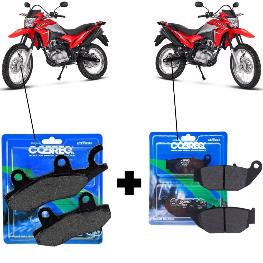 Kit Par Pastilha Freio Dianteira e Traseira Cobreq NXR 160 BROS ESDD 2018 até 2024 Cbs Combinado