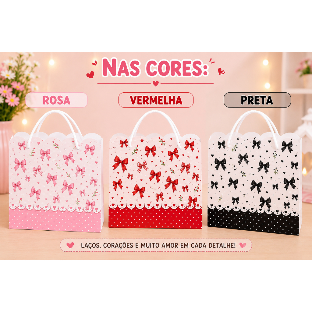 Sacolinha Personalizada para Festa Infantil | Lembrancinha com Nome | Vários Temas Disponíveis LAÇOS