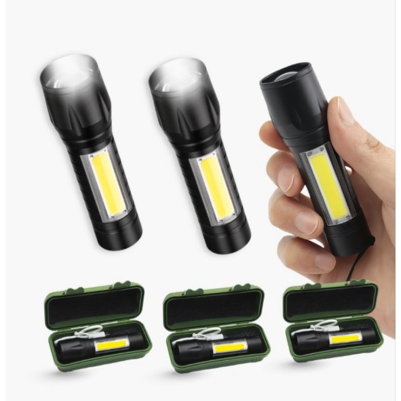 Mini Lanterna USB KIT 3 UNDS | Recarregável Potente LED 3 Modos com Estojo