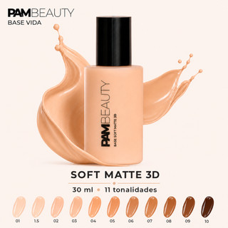 Base Líquida Facial PAM Beauty Vida 30ml Soft Matte 3D Controle de Oleosidade Resistente …