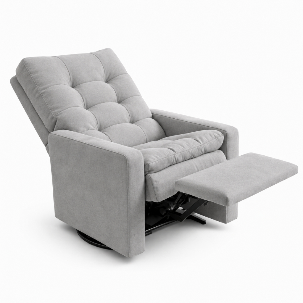 Poltrona do Papai Reclinável Tecido Suede Cinza Com Fibra de Silicone Rack Sala Smart Tv Sofá - Trida Moveis