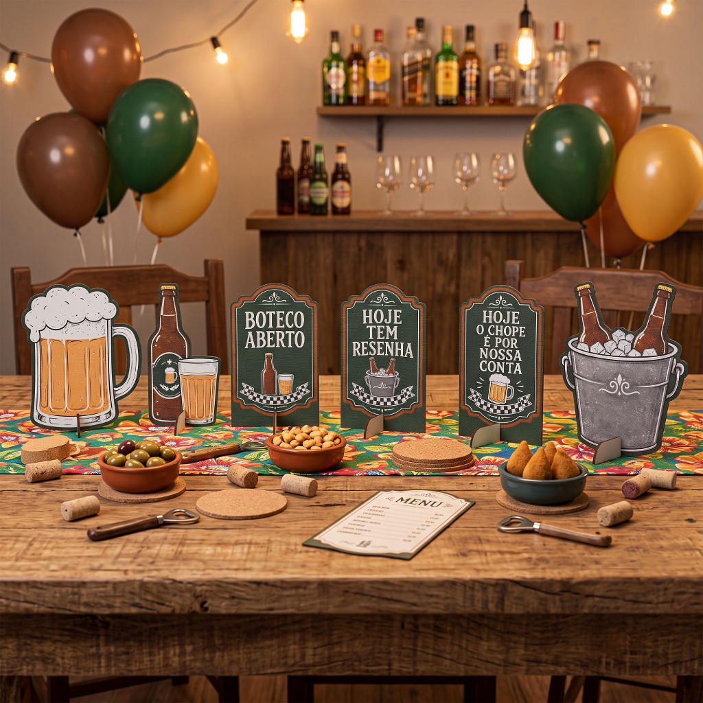 Display de Mesa Boteco | Enfeite MDF para Churrasco e Confraternização