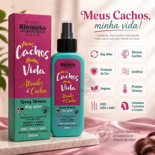 Spray Capilar Ativador de Cachos e Protetor Térmico  Meus Cachos Minha Vida  200ml Rhenuks Cosmeticos