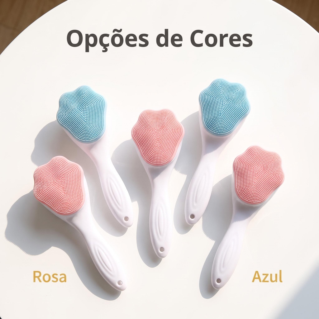 Escova Facial em Silicone Modelo Pata de Gato para Limpeza Profunda com Cerdas Suaves