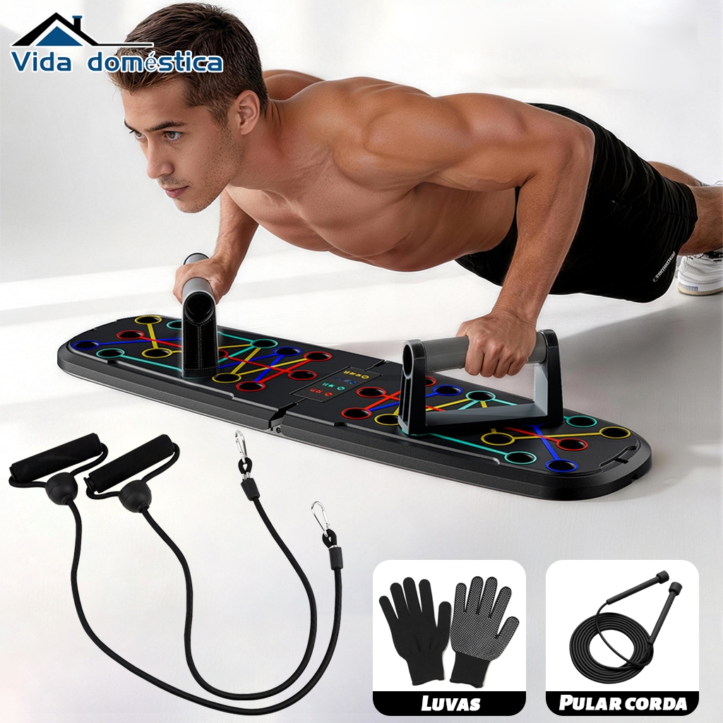 Push-up Support Free Training Arm Plank, Back and Shoulder Exercises + Elastic Extension Exercises