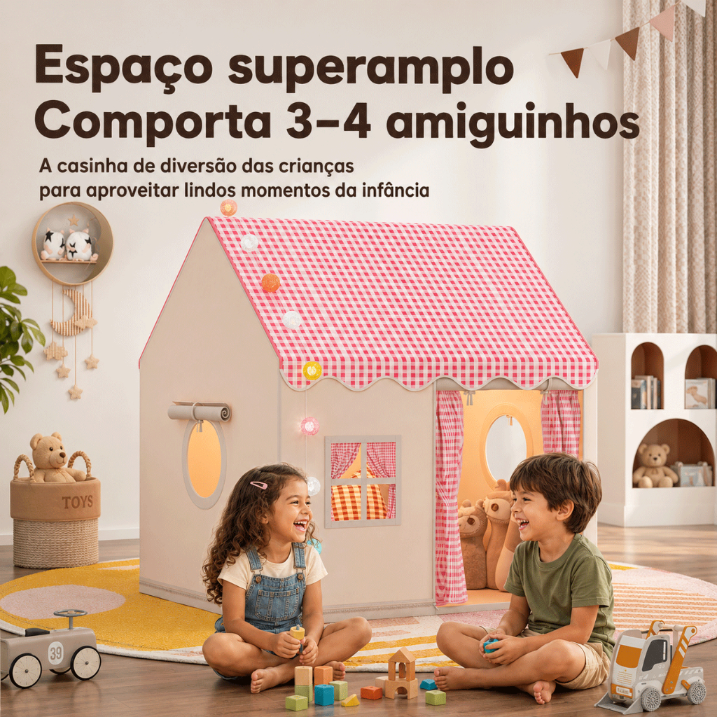 Tenda Infantil Castelo de Princesa com Luzes Casa de Brincar para Meninas e Meninos Kit Completo