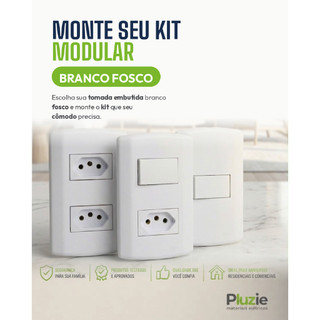 Tomada/interruptores Pluzie modular embutir branco fosco monte seu kit personalizado