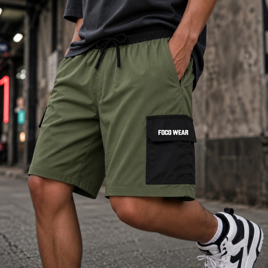 Bermuda Cargo Short Masculino 3 Bolsos Tactel Com Elastano