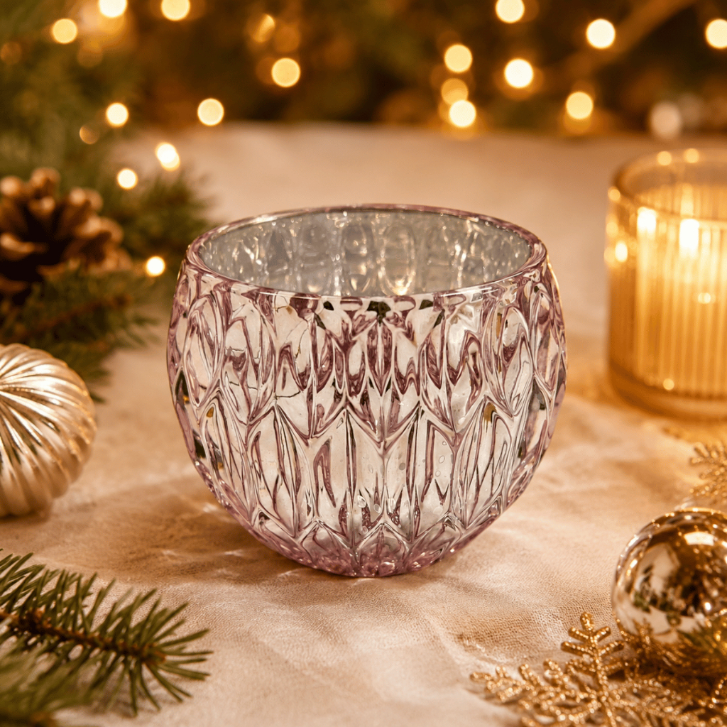 Castiçal Vidro Natalino Enfeite Decorativo Potiche 7cm - Wincy Natal / Decoração Mesa Casa