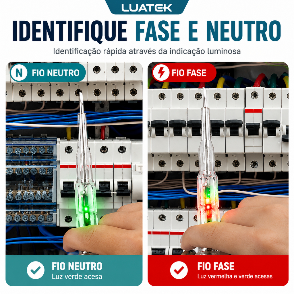 KIT 2 Caneta Teste Elétrica LUATEK Detector de Tensão 70-250V Chave Teste Fase Neutro Fio Rompido · foto 2