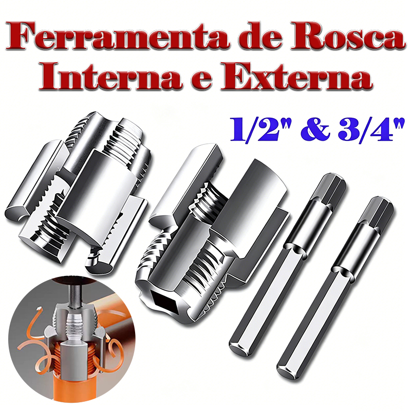 Rosqueador Abridor Interno e Externo para Tubos de PVC 1/2" & 3/4" | Compatível com Furadeira/Broca