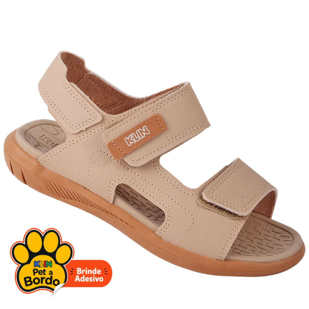 Sandália Papete Infantil Menino Klin Anatômica Confortável Original Escolar Com Velcro Duplo