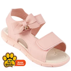 Sandália Papete Infantil Menina Klin Original Tic Tac Rosa com Laço e Velcro Anatômico