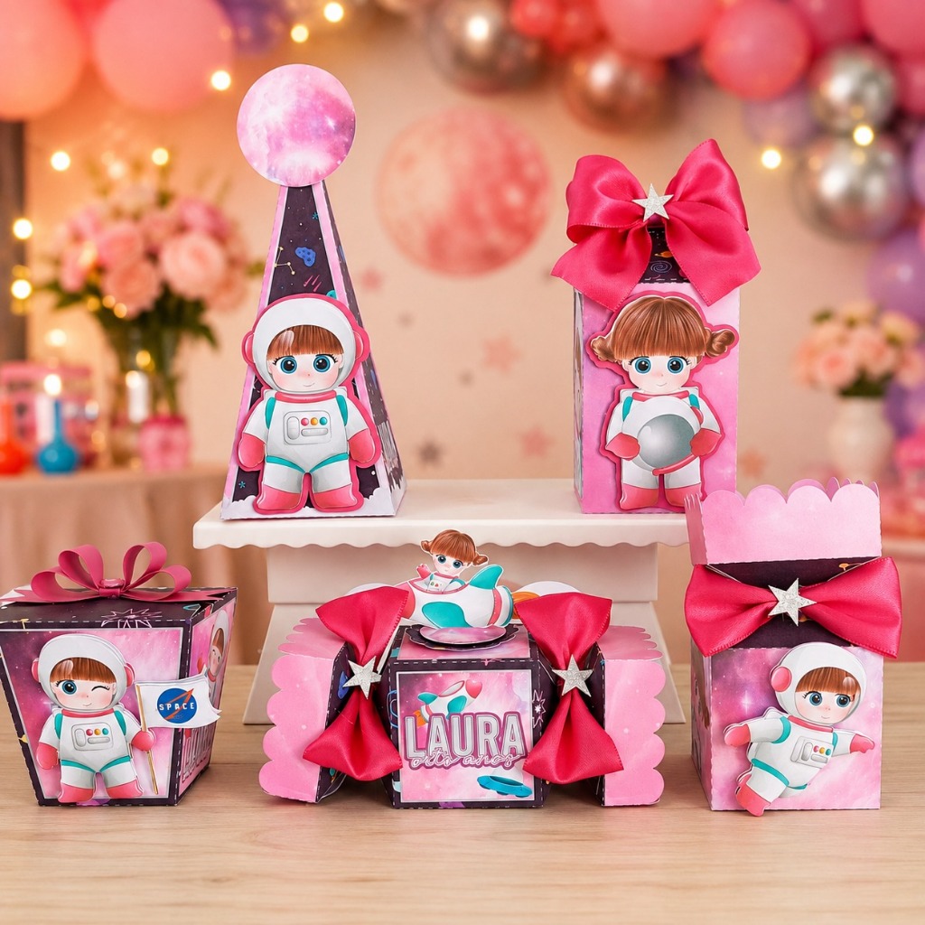 Kit Personalizado Festa Infantil ASTRONAUTA MENINA Galáxia