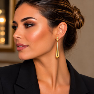 Brinco Feminino Gota Pêndulo Tendência Banhado a Ouro 18k Semijoia