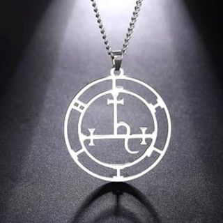 Colar Sigilo Lilith Aço Inoxidável Lua Negra Bruxaria Daemon Siigilo Salamão Goetia Goecia Amuleto G