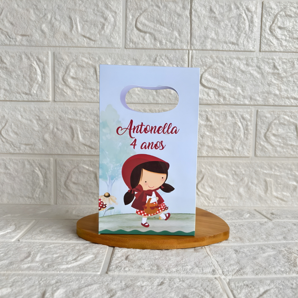 MONTE EM CASA - Sacolinha Surpresa Personalizada Chapeuzinho Vermelho - Tamanho PP - Festa - Aniversário – Lembrancinha